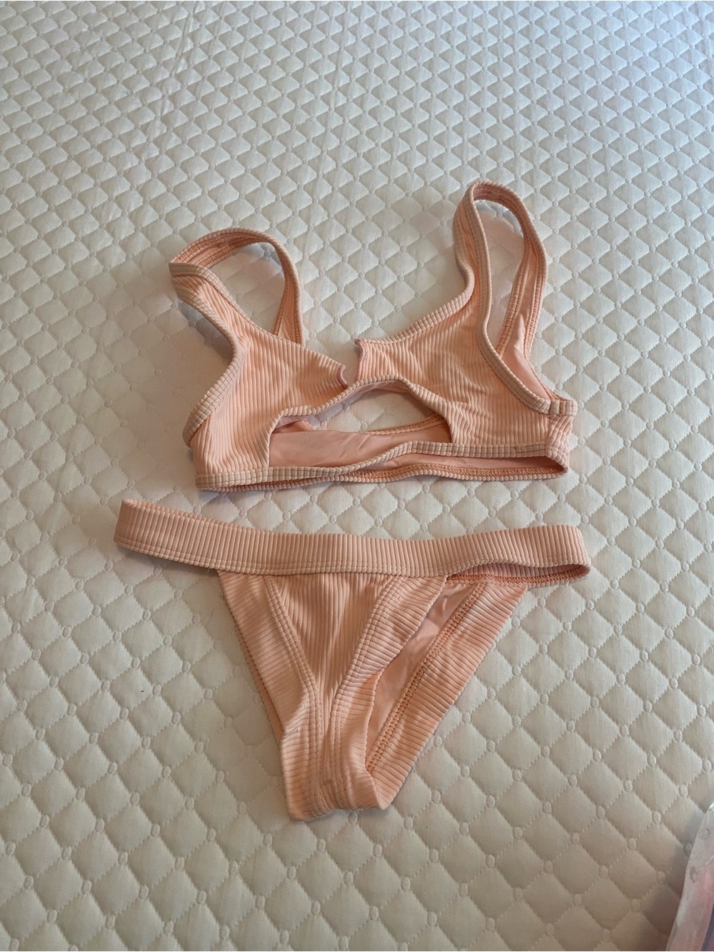 Ribbed Peach Bikini Set - Two Piece Swimwear